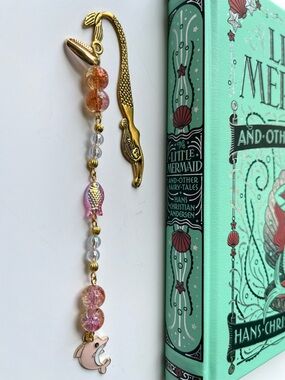 Pink Dolphin Bookmark Charm - Decorative Beaded Tassel
